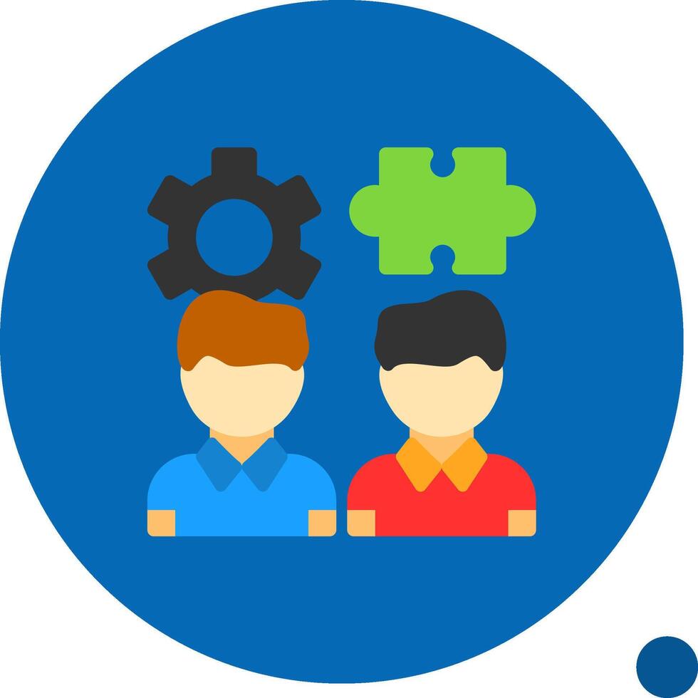 Teamwork Puzzle Flat Shadow Icon vector