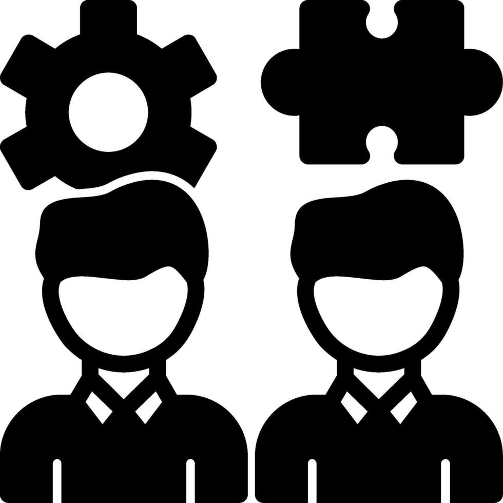 Teamwork Puzzle Glyph Icon vector