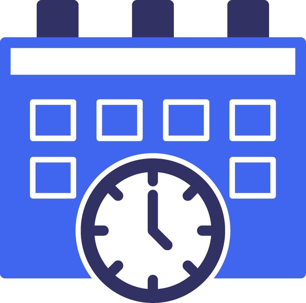 Calendar and Clock Solid Two Color Icon vector
