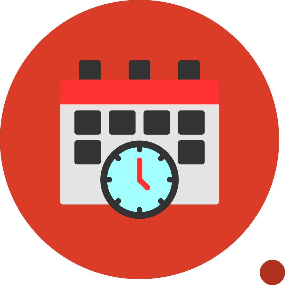 Calendar and Clock Flat Shadow Icon vector