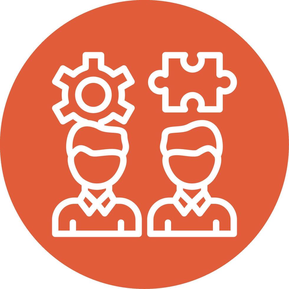 Teamwork Puzzle Outline Circle Icon vector