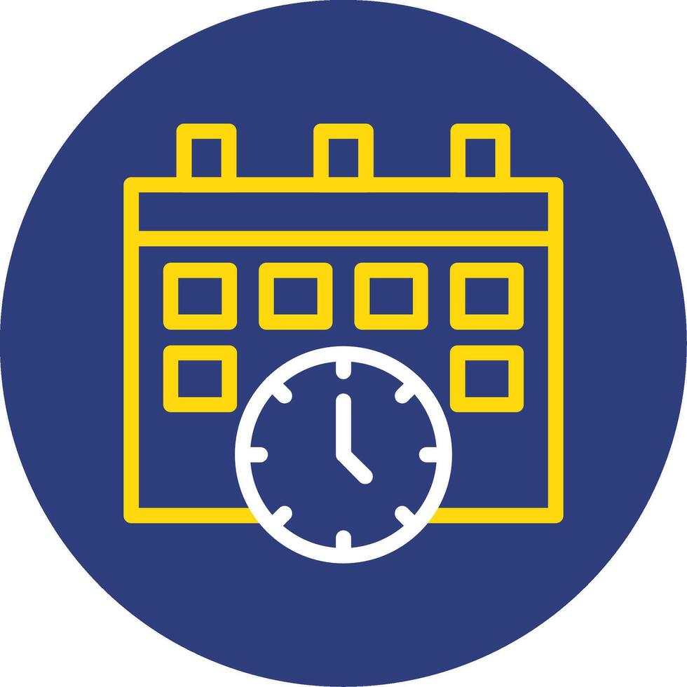 Calendar and Clock Dual Line Circle Icon vector