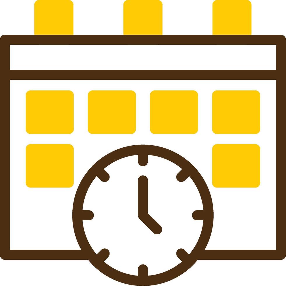 Calendar and Clock Yellow Lieanr Circle Icon vector