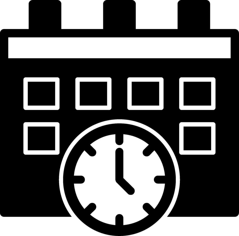 Calendar and Clock Glyph Icon vector