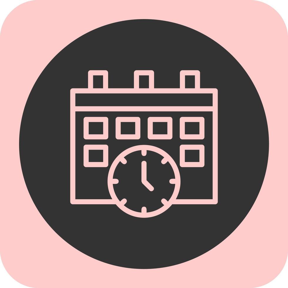 Calendar and Clock Linear Round Icon vector