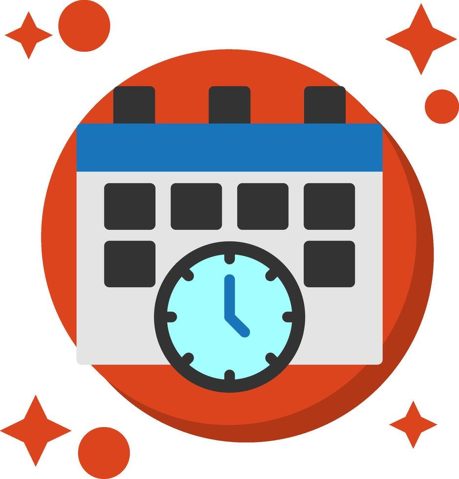 Calendar and Clock Tailed Color Icon vector