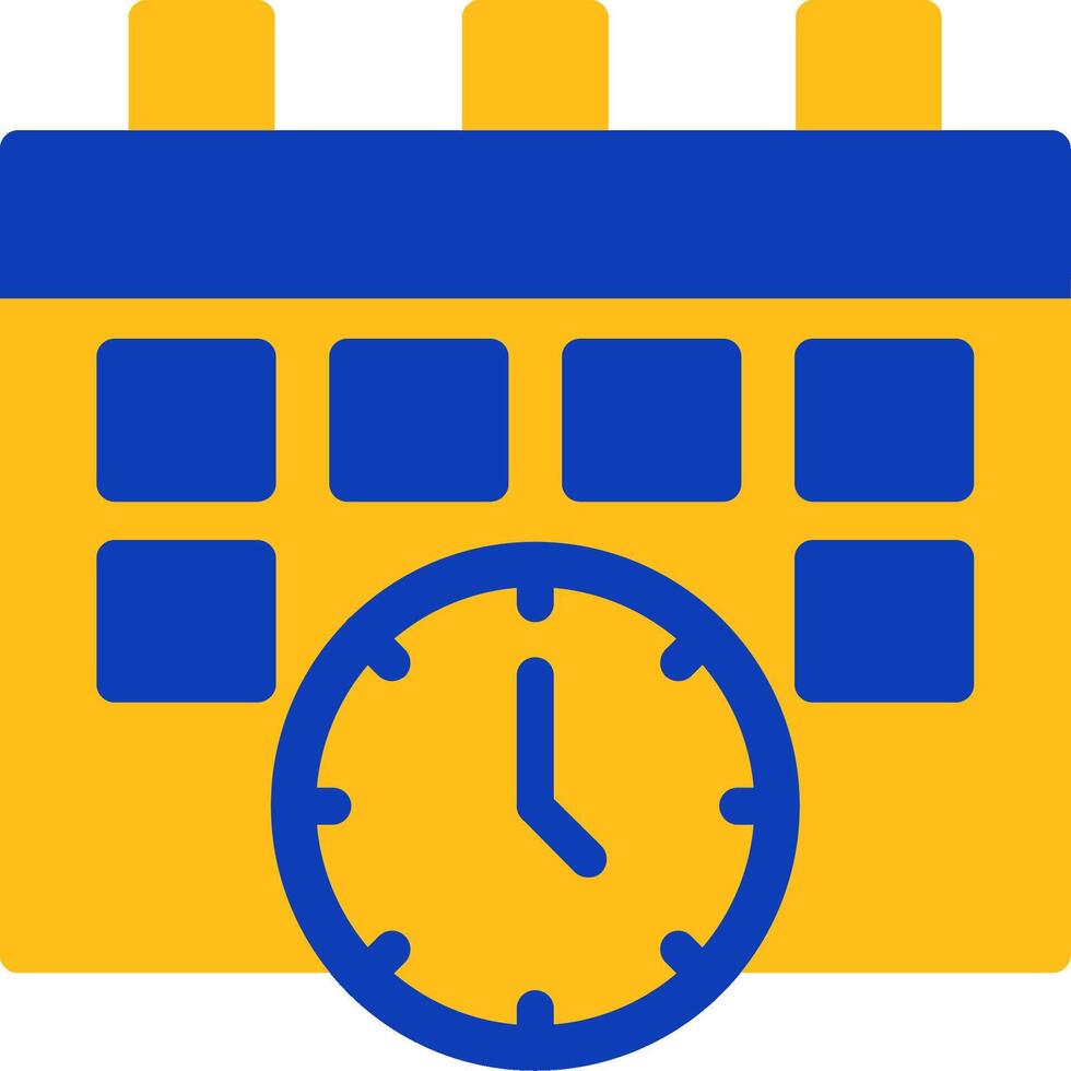 Calendar and Clock Flat Two Color Icon vector