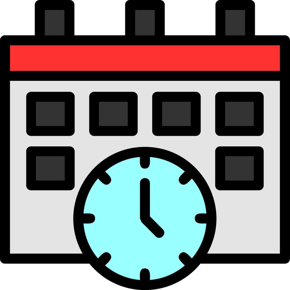 Calendar and Clock Line Filled Icon vector