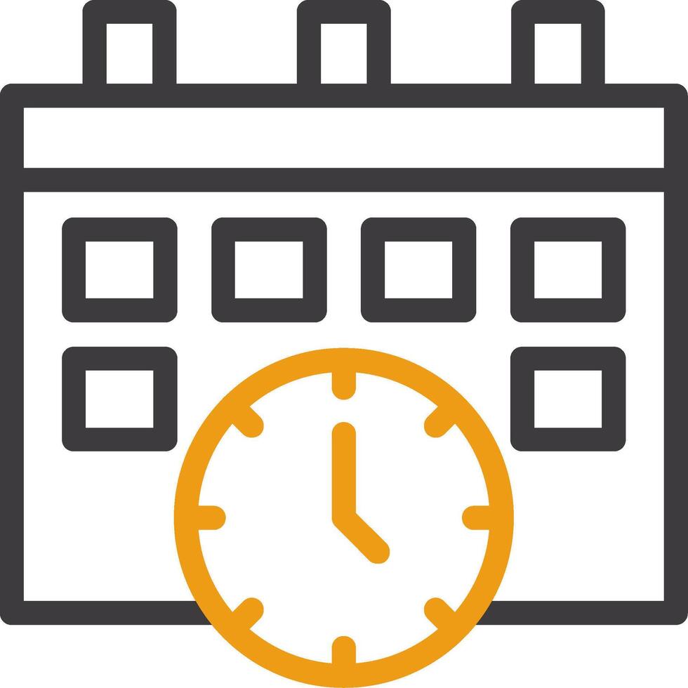 Calendar and Clock Line Circle Icon vector
