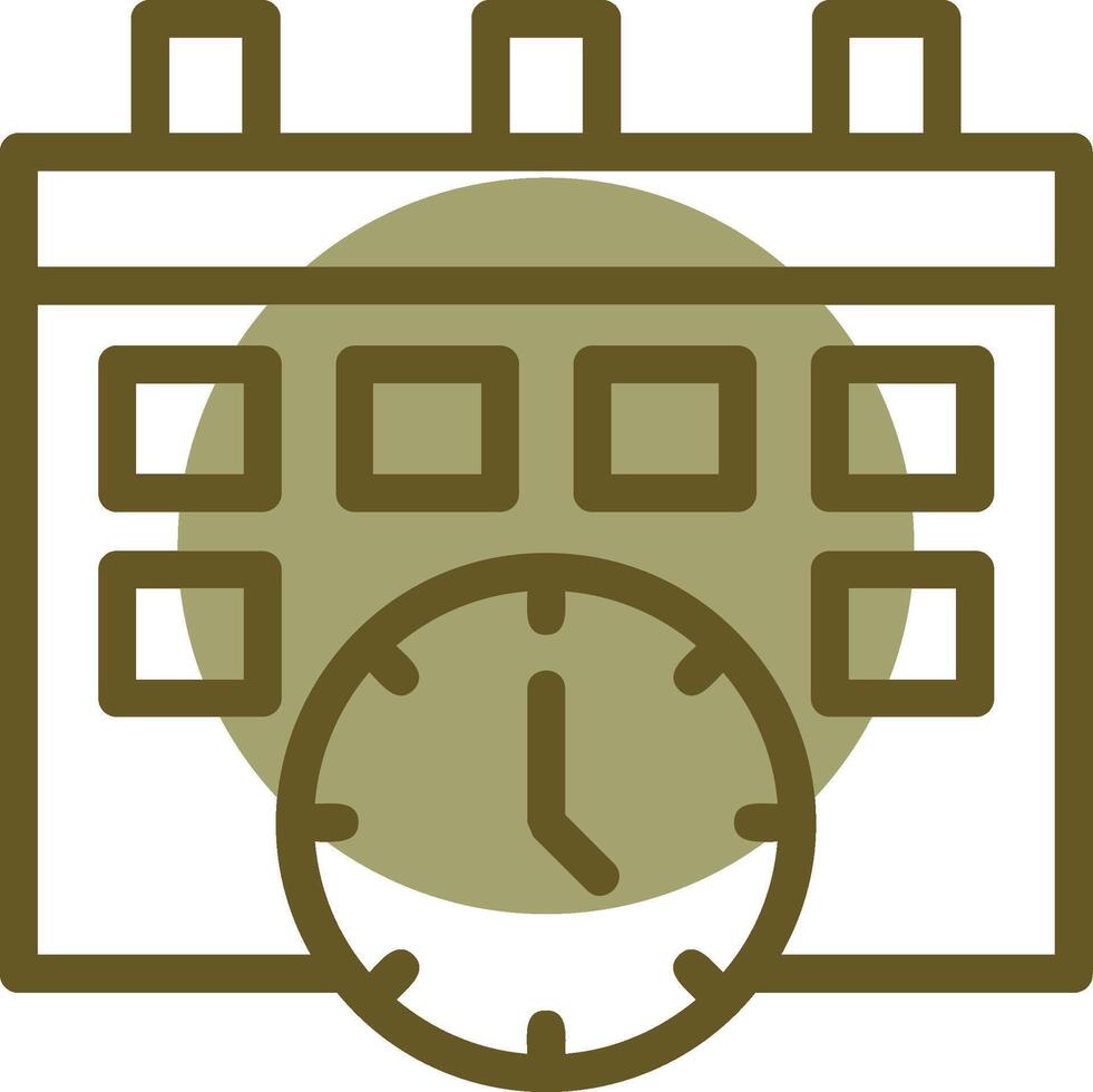Calendar and Clock Linear Circle Icon vector