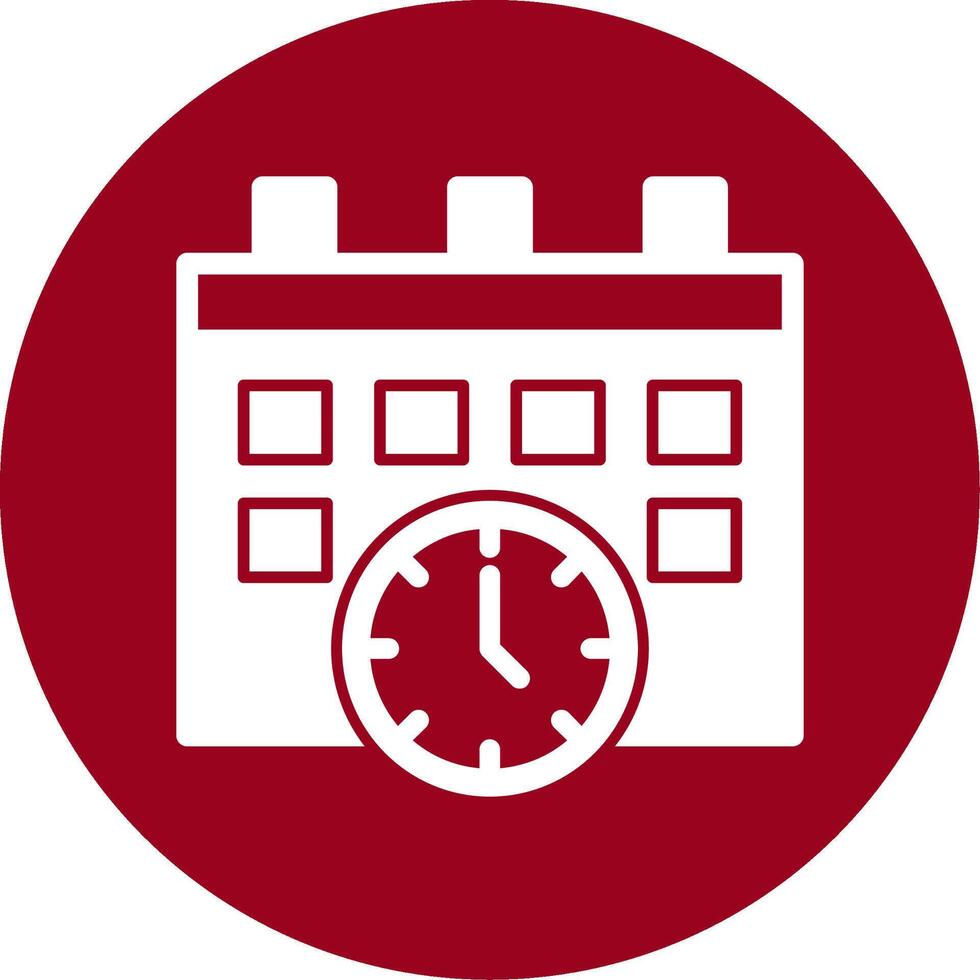 Calendar and Clock Glyph Circle Icon vector