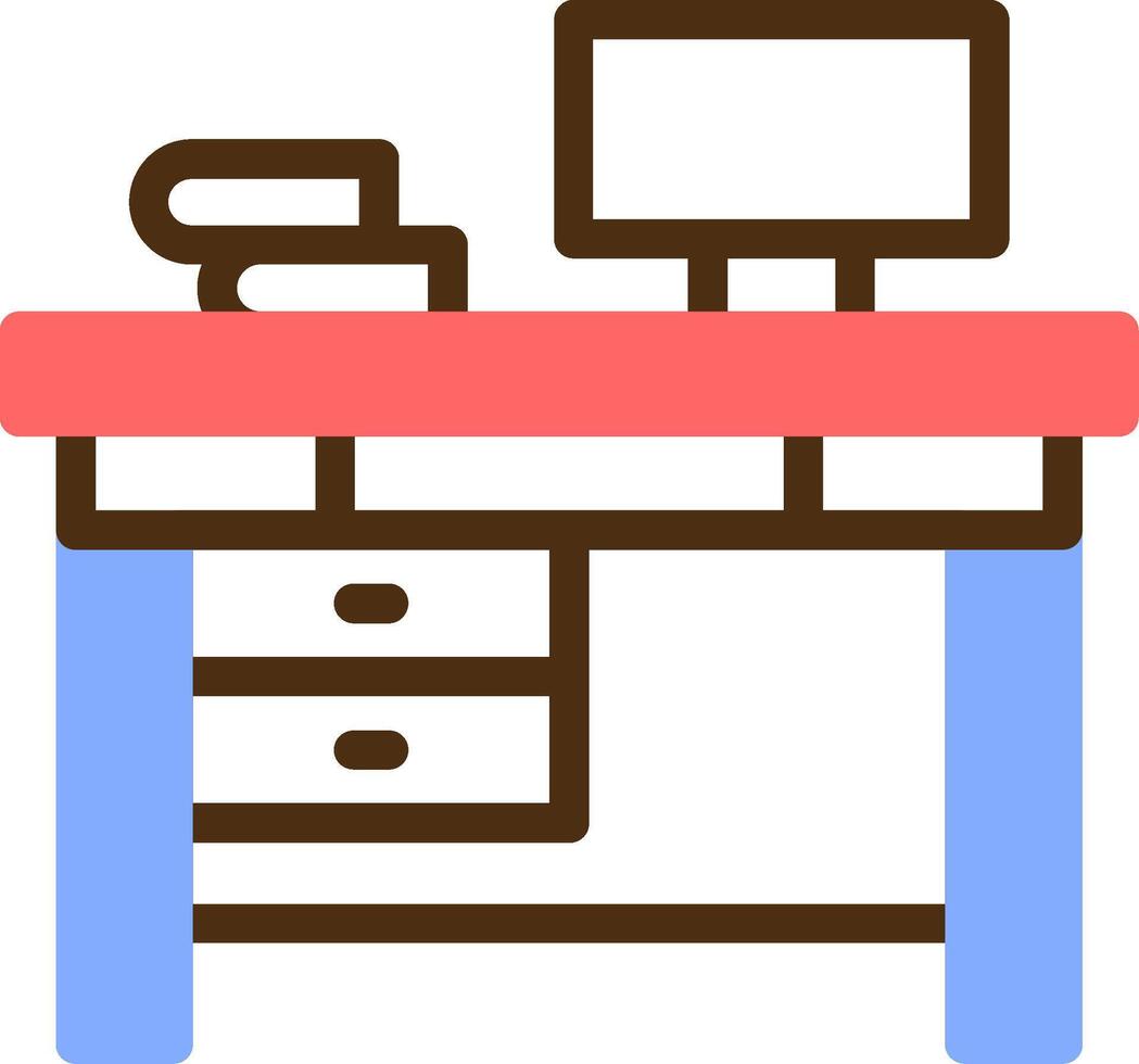 Office Desk Color Filled Icon vector