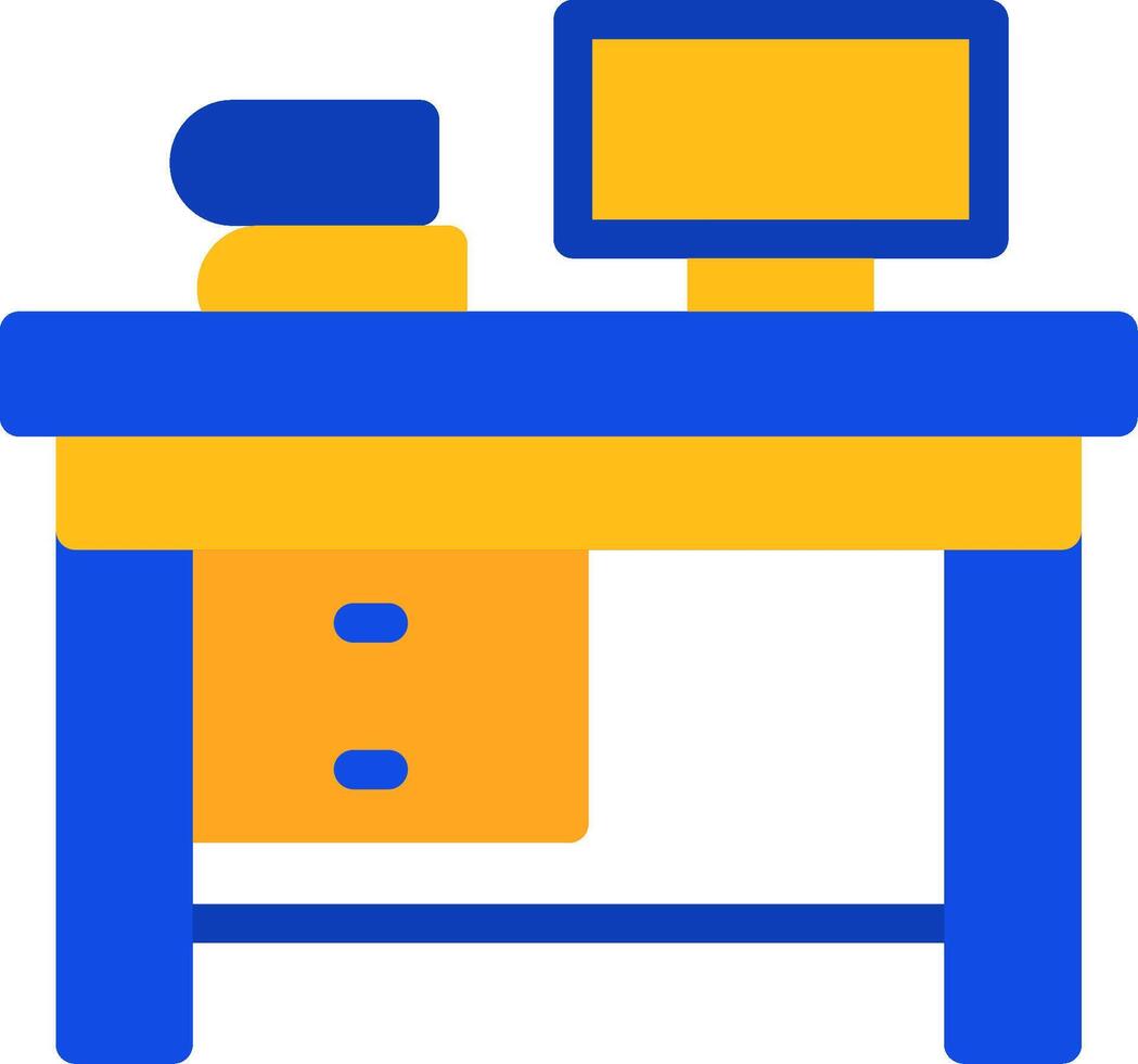 Office Desk Flat Two Color Icon vector