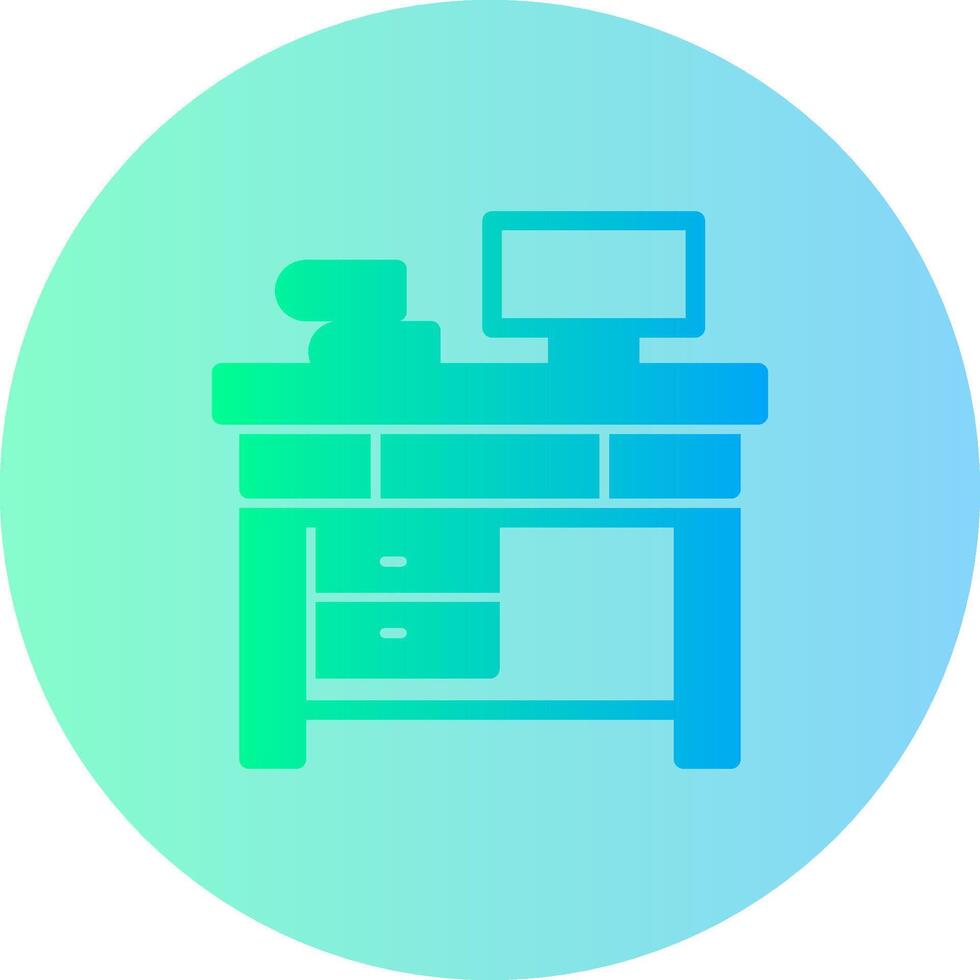 Office Desk Gradient Circle Icon vector