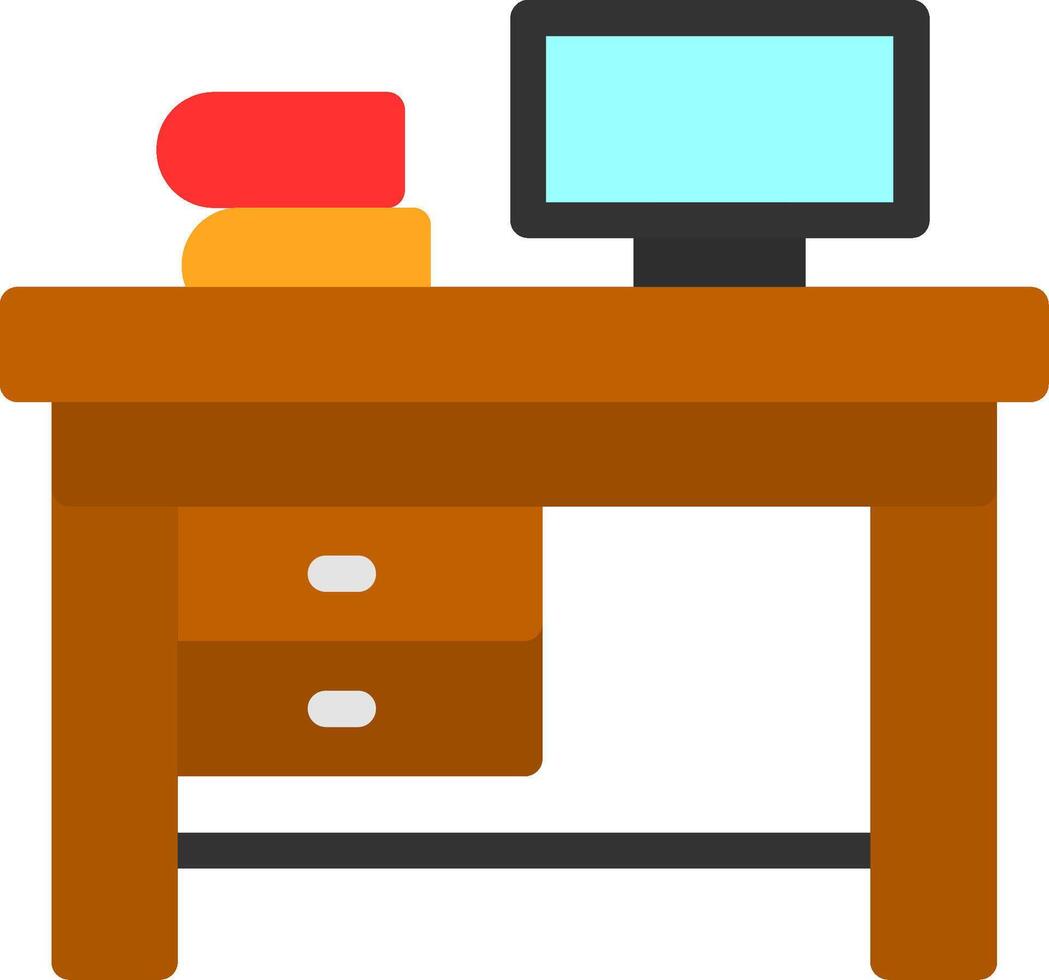 Office Desk Flat Icon vector