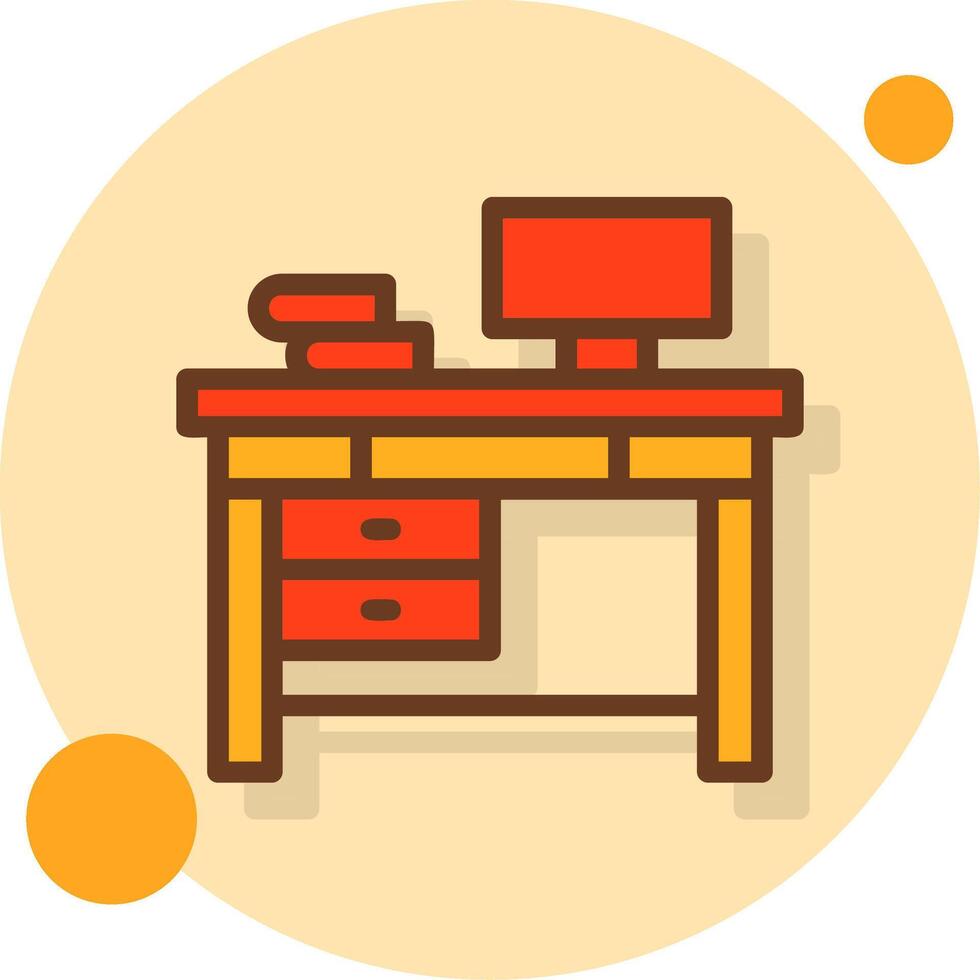 Office Desk Filled Shadow Circle Icon vector