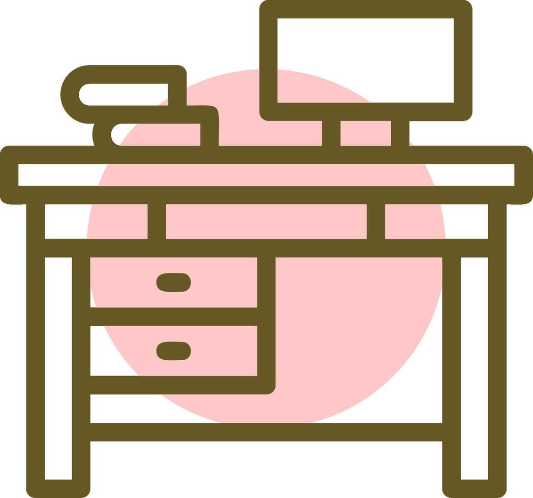 Office Desk Linear Circle Icon vector