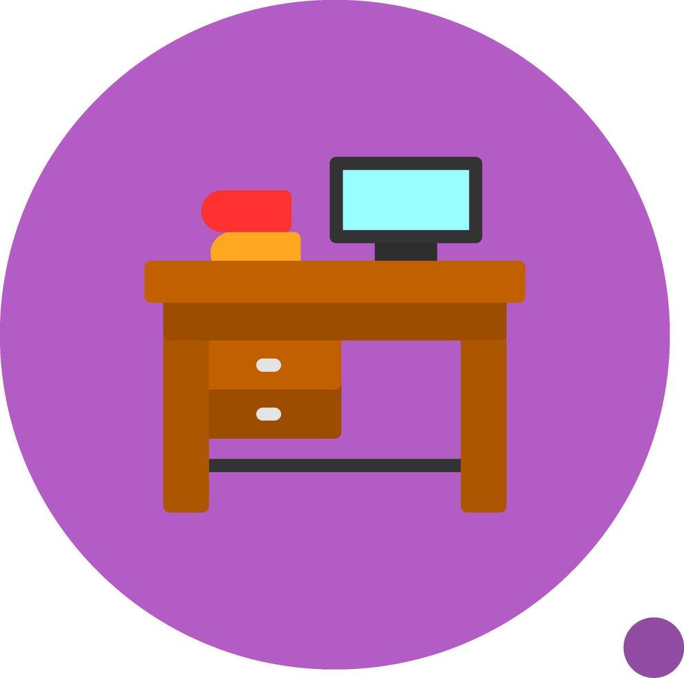 Office Desk Flat Shadow Icon vector