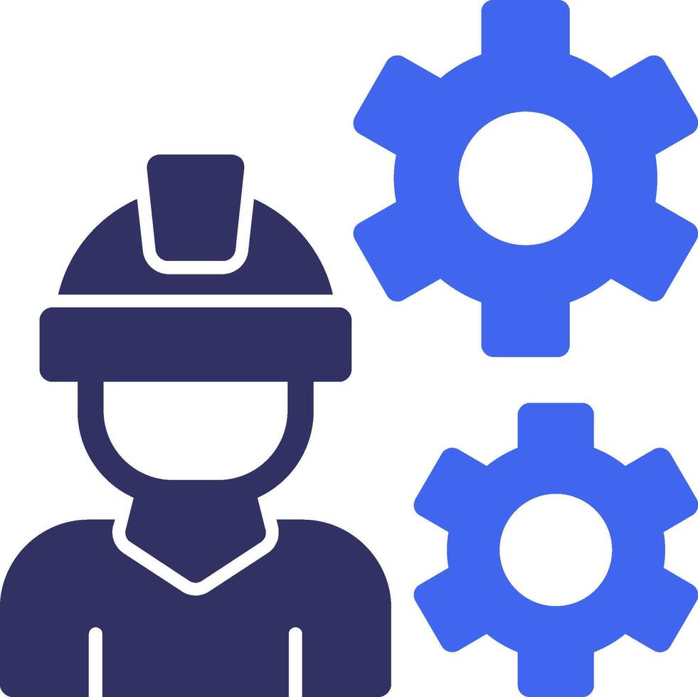 Worker Gear Solid Two Color Icon vector