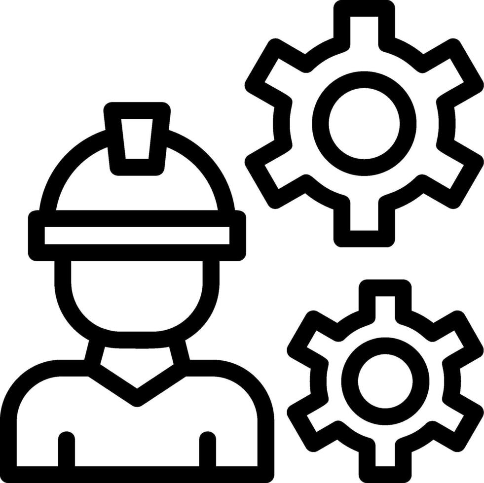 Worker Gear Line Icon vector