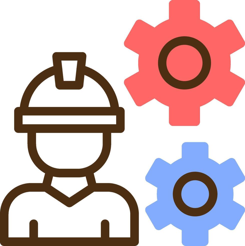 Worker Gear Color Filled Icon vector