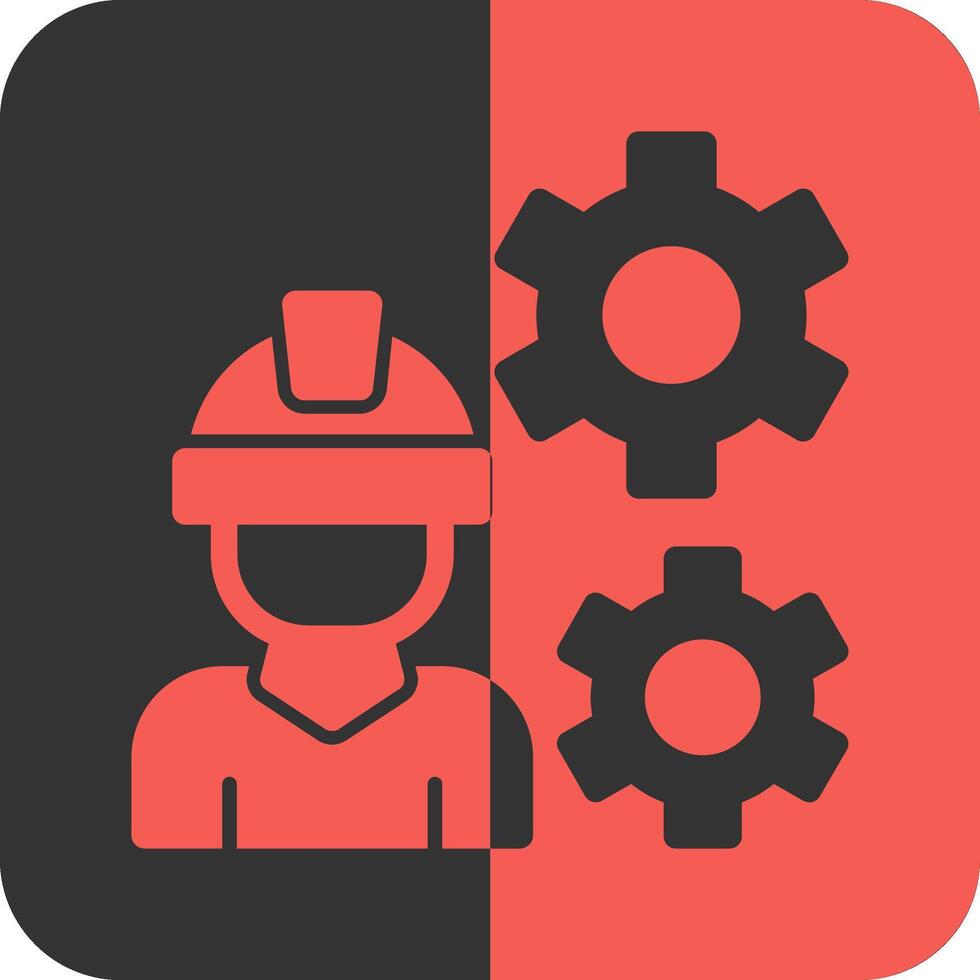 Worker Gear Red Inverse Icon vector