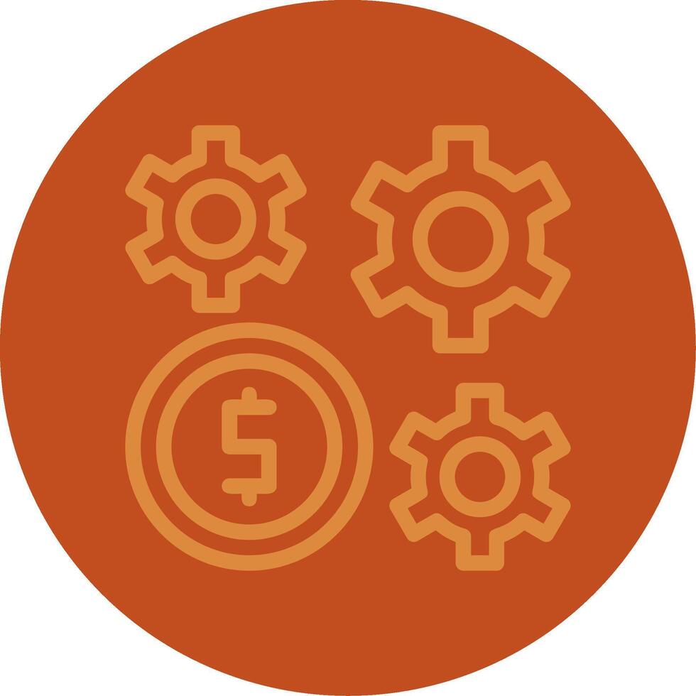 Dollar Sign and Gear Line Multi color Icon vector