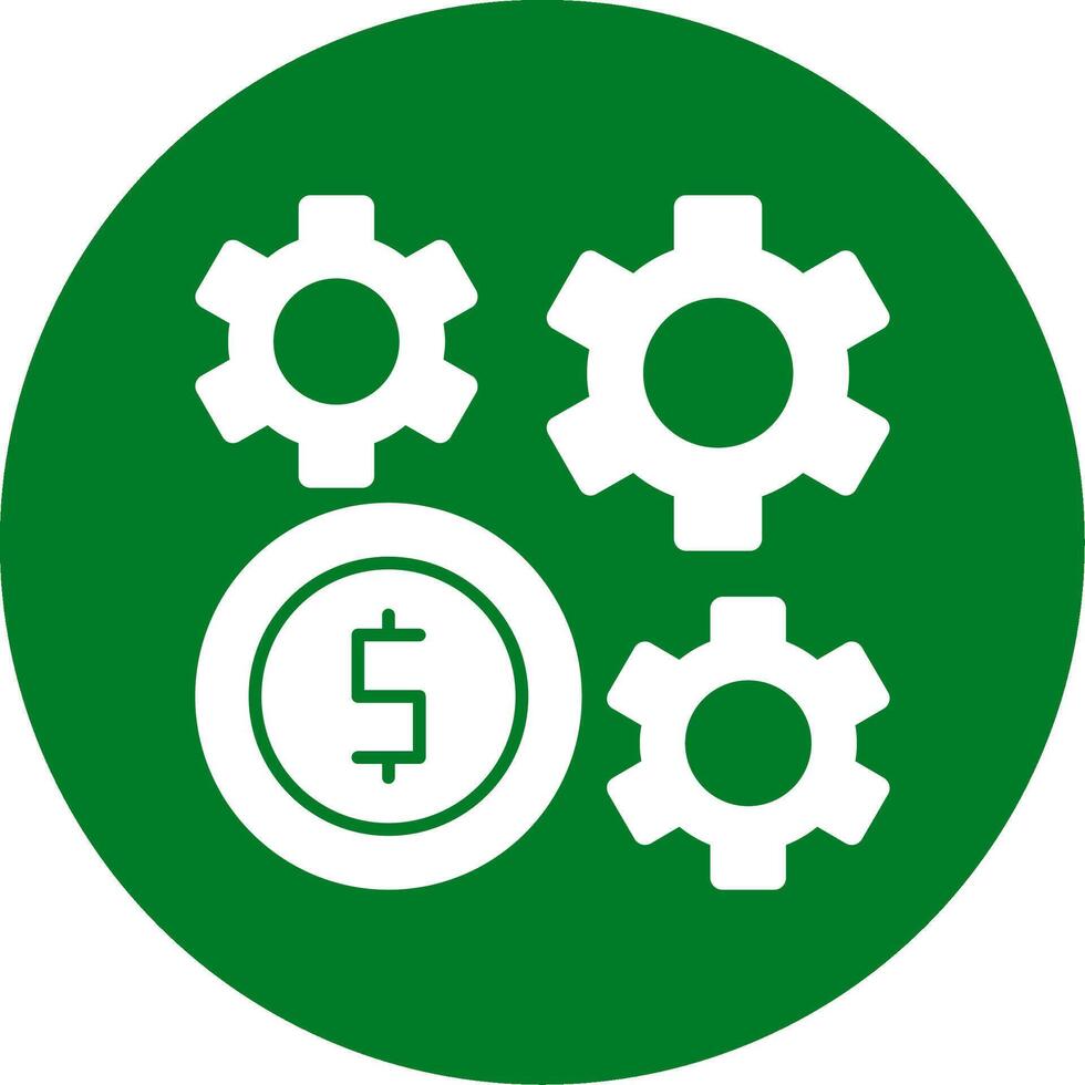 Dollar Sign and Gear Glyph Circle Icon vector
