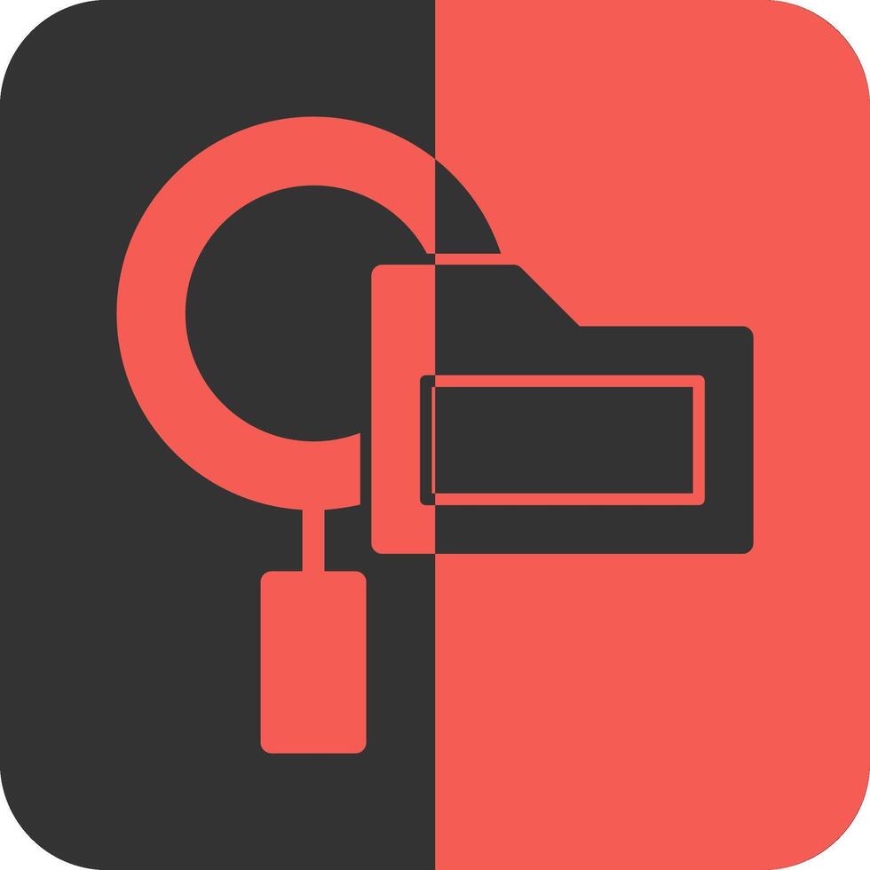 Magnifying Glass and Folder Red Inverse Icon vector