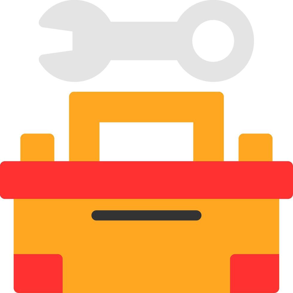 Toolbox and Wrench Flat Icon vector