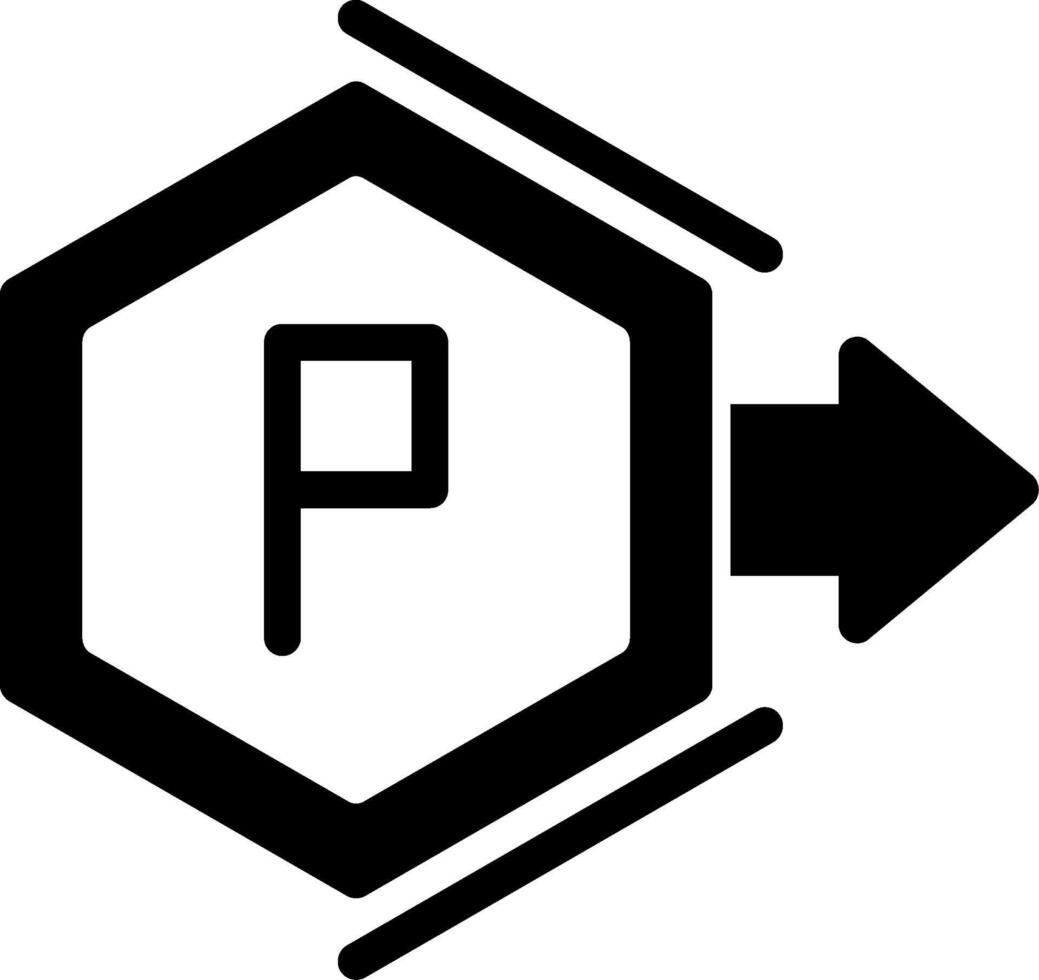 estacionamiento permitido zona glifo icono vector