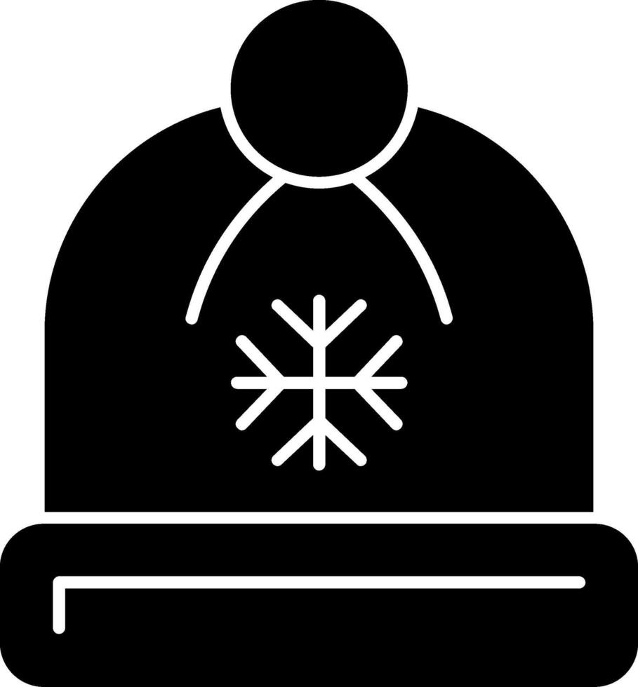 pom pom gorro glifo icono vector