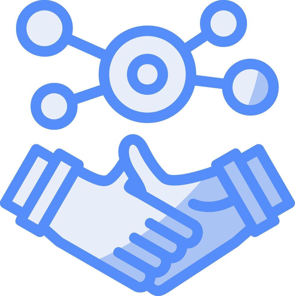 Business handshake for networking Line Filled Blue Icon vector