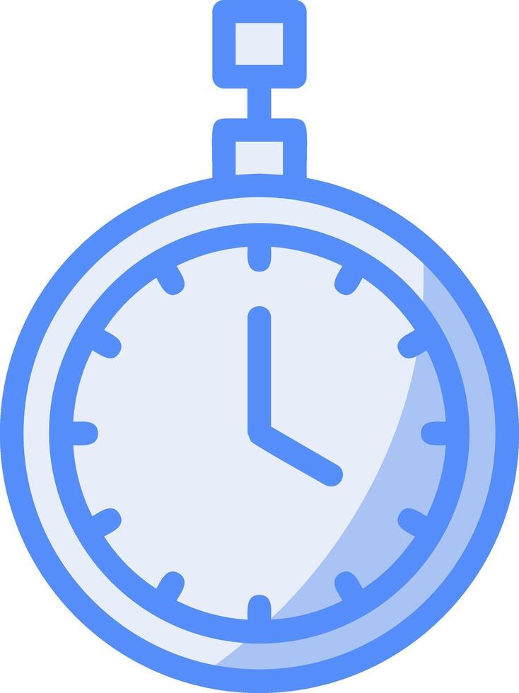 Pocket Watch Line Filled Blue Icon vector