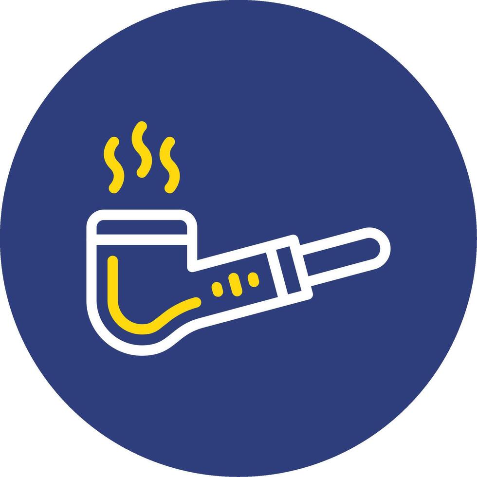 Smoking Pipe Dual Line Circle Icon vector