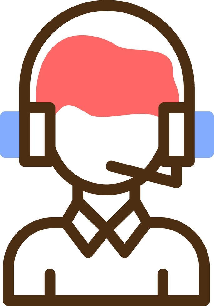 Person with headset symbolizing communication Color Filled Icon vector