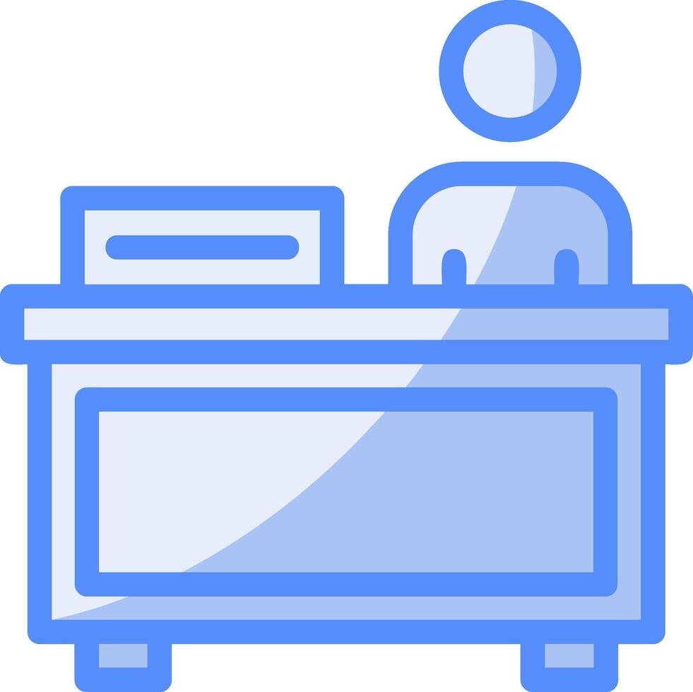 Registration desk Line Filled Blue Icon vector