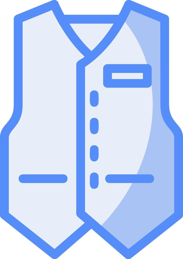 chaleco línea lleno azul icono vector