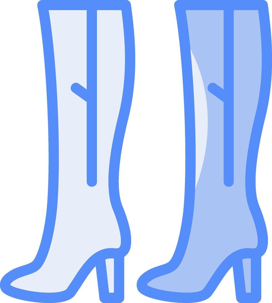 Thigh High Boots Line Filled Blue Icon vector