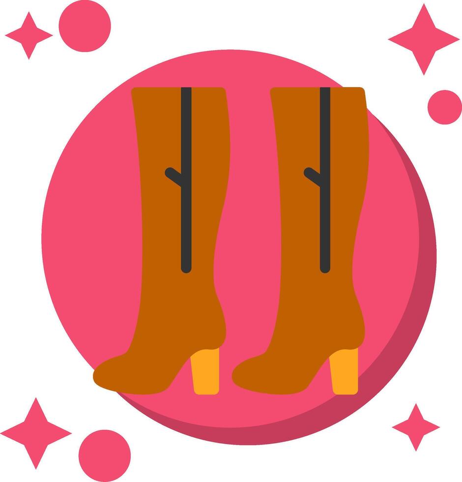 muslo alto botas cola color icono vector