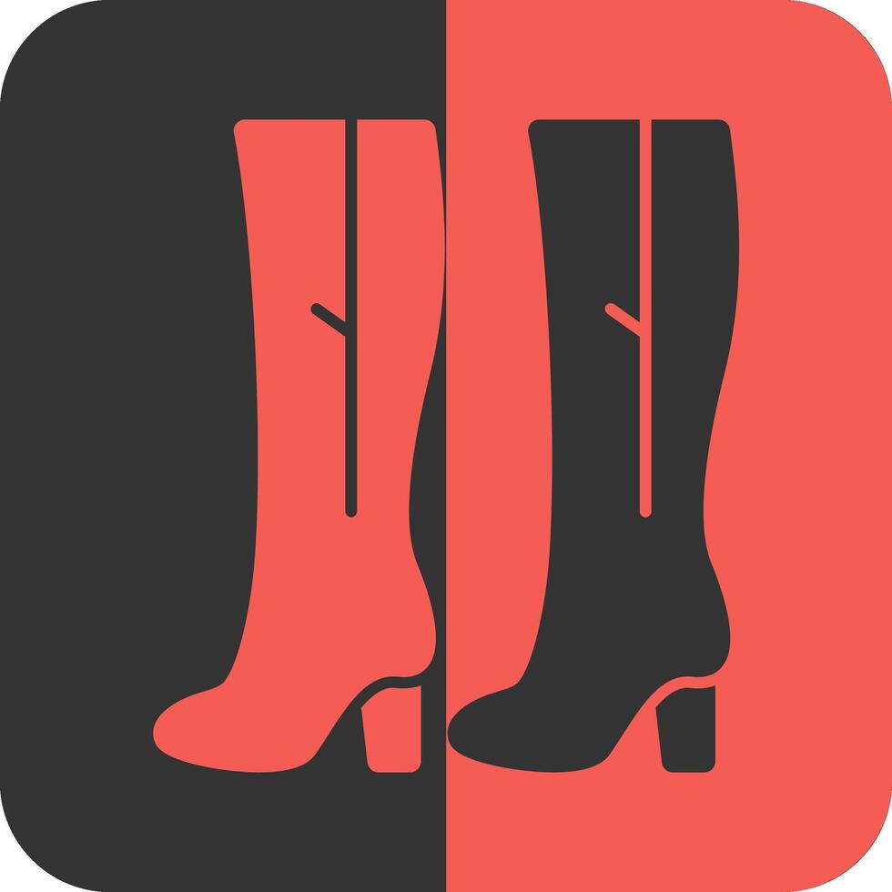 Thigh High Boots Red Inverse Icon vector