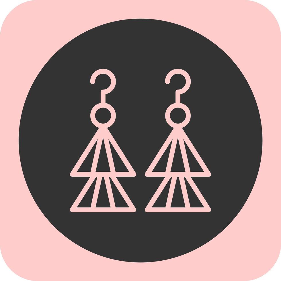 Tassel Earrings Linear Round Icon vector