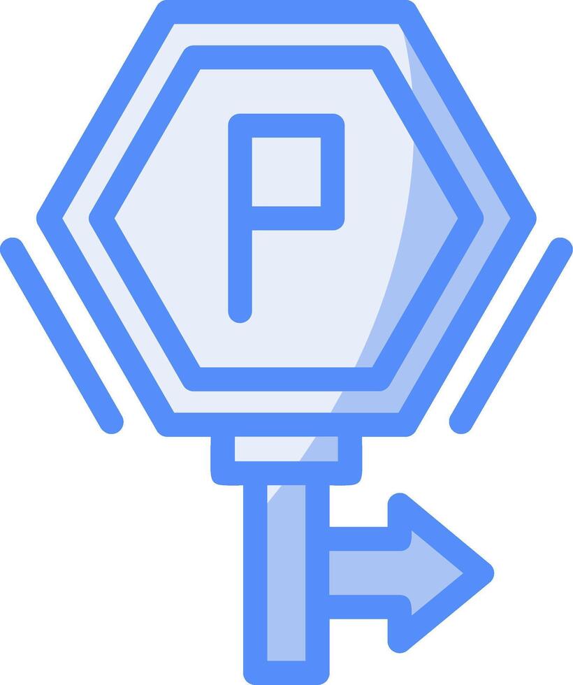 Parking restricted zone Line Filled Blue Icon vector