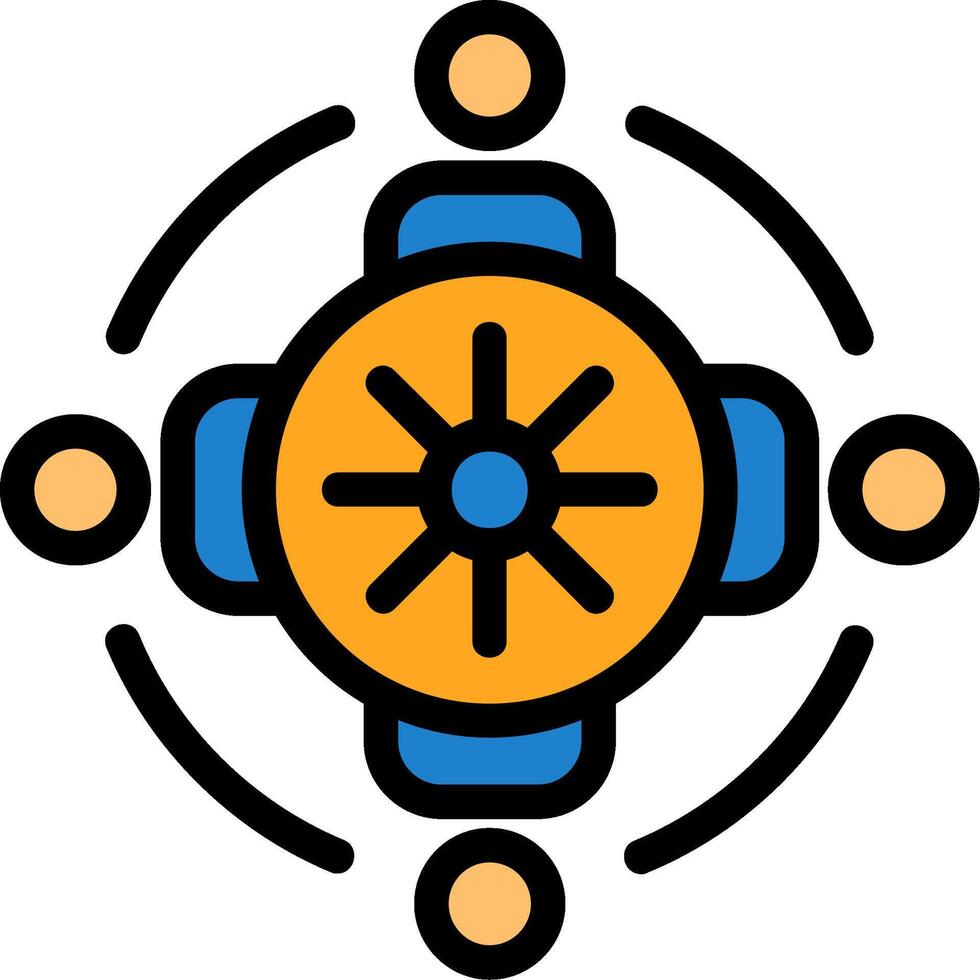 Group discussion circle Line Filled Icon vector