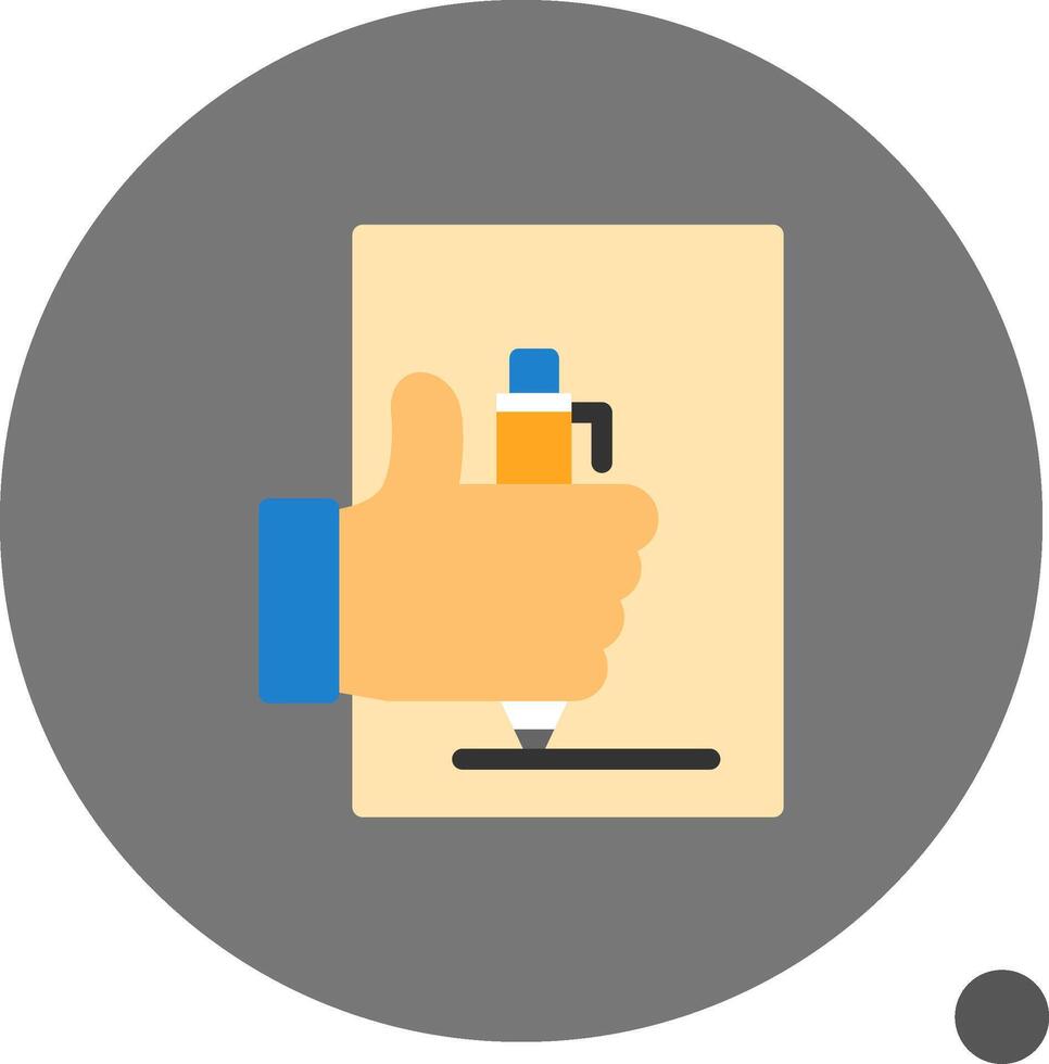 Hand with pen for note taking Flat Shadow Icon vector