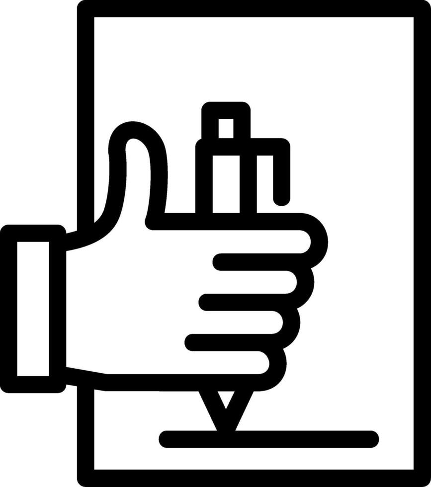 Hand with pen for note taking Line Icon vector