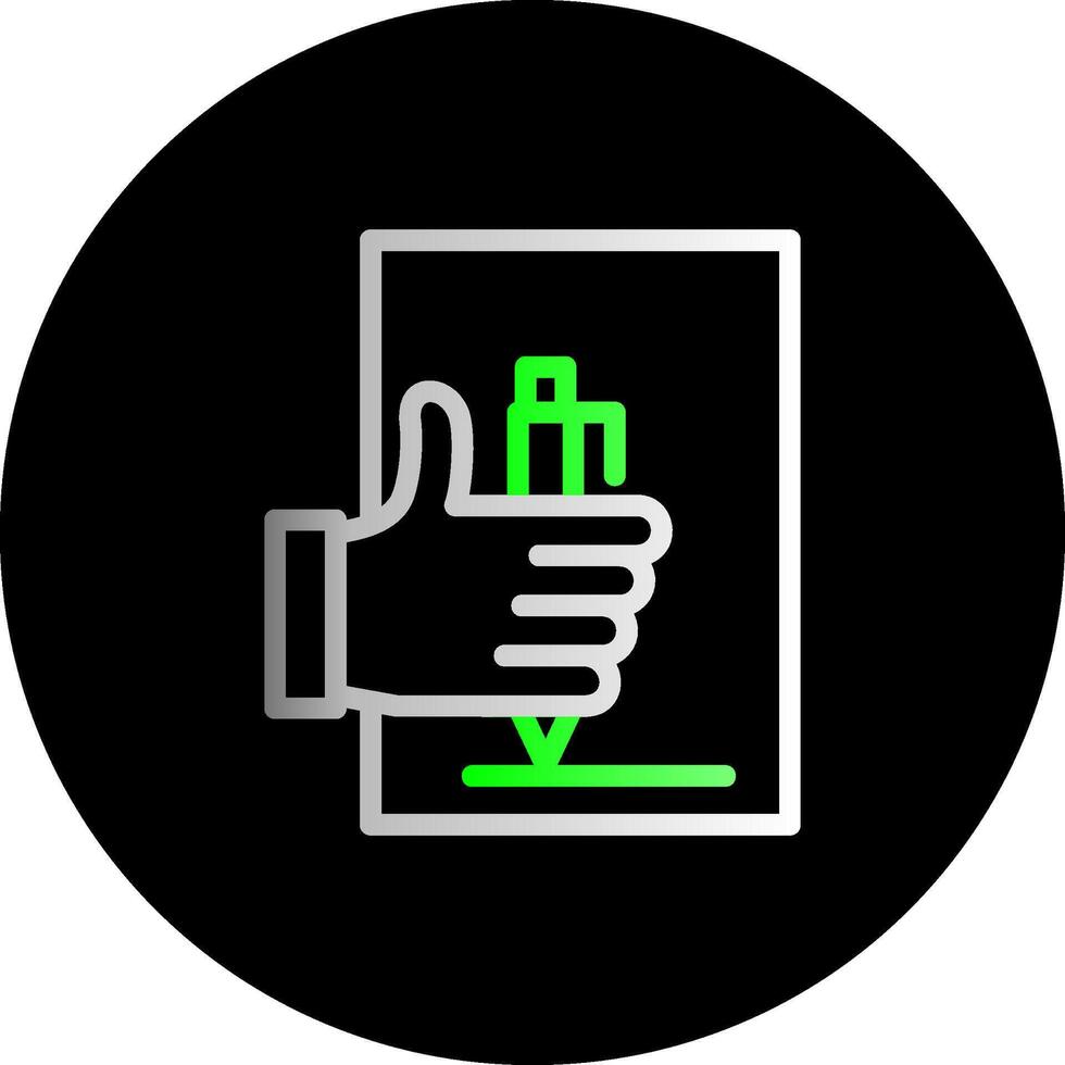 Hand with pen for note taking Dual Gradient Circle Icon vector