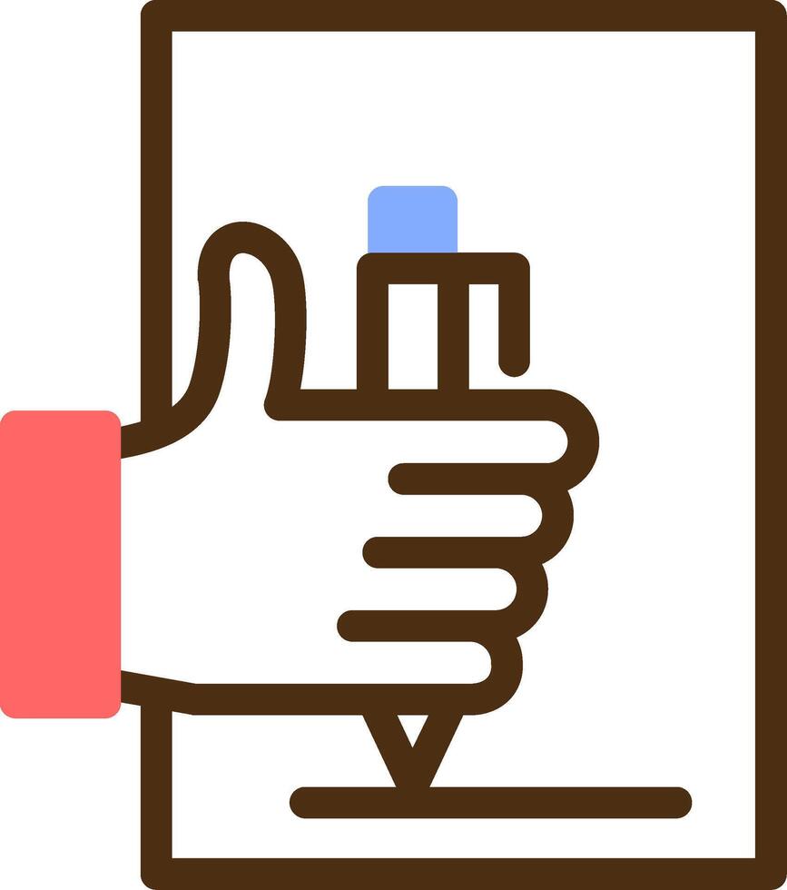 Hand with pen for note taking Color Filled Icon vector