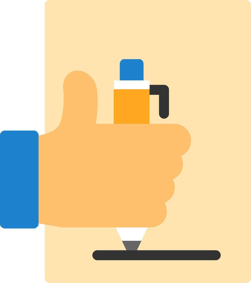 Hand with pen for note taking Flat Icon vector