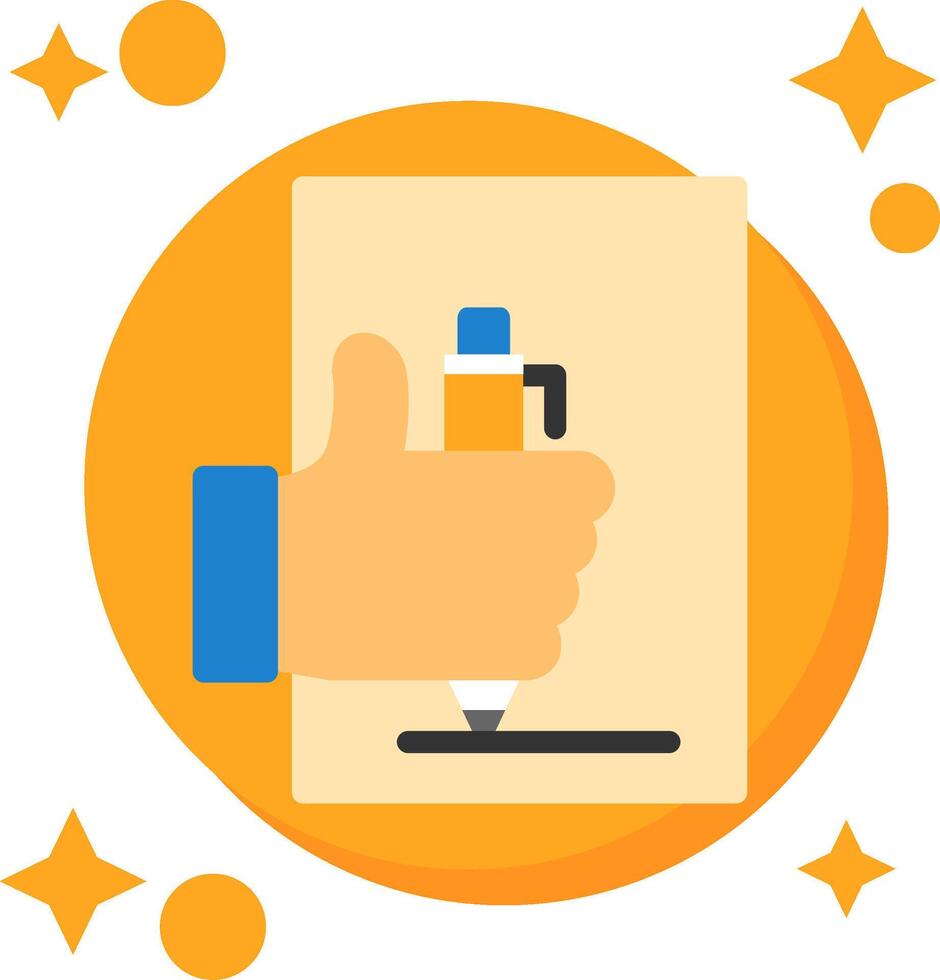 Hand with pen for note taking Tailed Color Icon vector